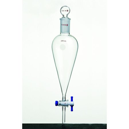 SYNTHWARE FUNNEL, SEPARATORY, 10mL, 14/20, 2mm PTFE STOPCOCK, GLASS STOPPER. F471010A